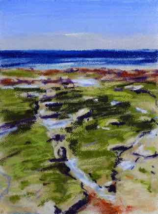 “Rock pools, le Côte Sauvage”,
pastel on paper, 31cm x 23cm “Rock pools, le Côte Sauvage”,
pastel on paper, 31cm x 23cm